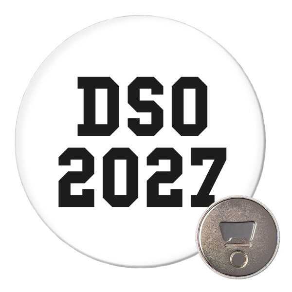 Magnet DSO 2027 Abschluss Belgien (ndl.) 59mm Kühlschrankmagnet Flaschenöffner