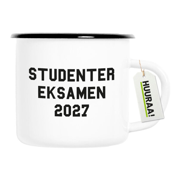 Emaille Tasse Studentereksamen 2027 Abschluss Dänemark 300ml Vintage Emaille Becher