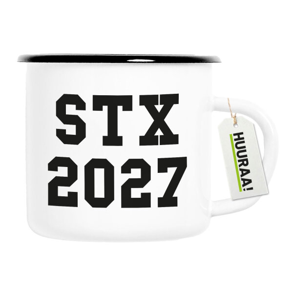 Emaille Tasse STX 2027 Abschluss Dänemark 300ml Vintage Emaille Becher