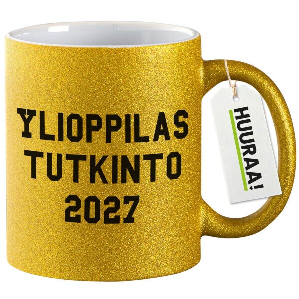 Glitzertasse Ylioppilastutkinto 2027 Abschluss Finnland 330ml