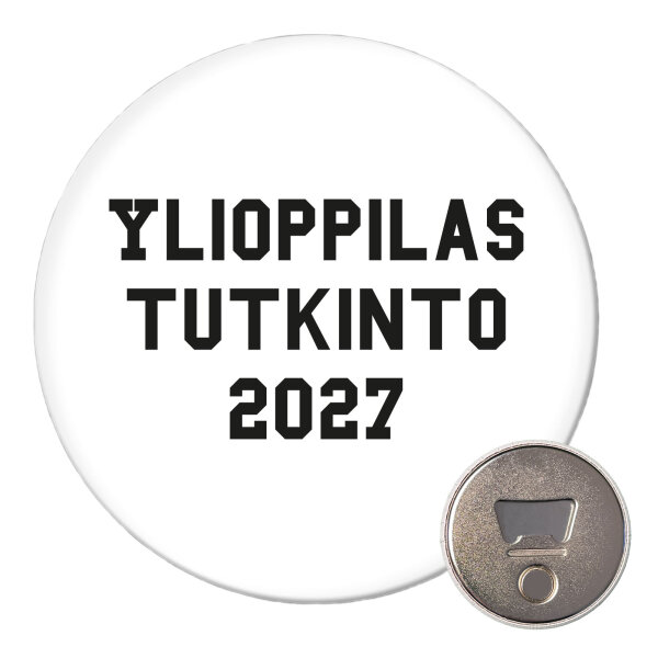 Magnet Ylioppilastutkinto 2027 Abschluss Finnland 59mm Kühlschrankmagnet Flaschenöffner