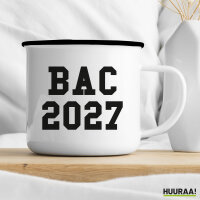 Emaille Tasse BAC 2027 Abschluss Frankreich 300ml Vintage Emaille Becher