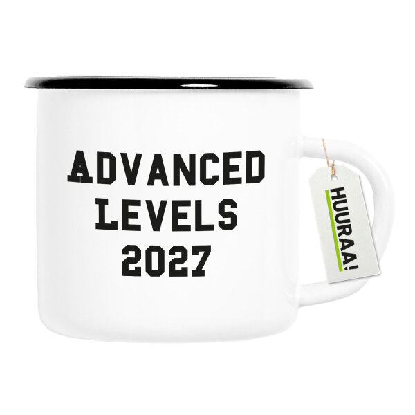 Emaille Tasse Advanced Levels 2027 Abschluss Großbritannien 300ml Vintage Emaille Becher