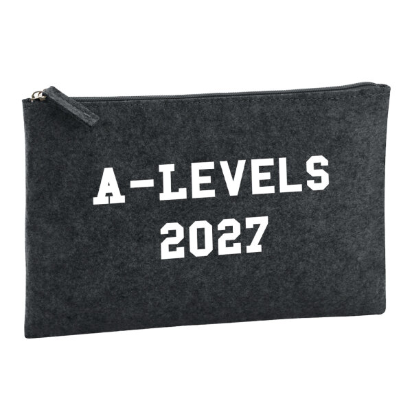 Kulturbeutel A-Levels 2027 Abschluss Großbritannien 1 Liter Filz Charcoal Kosmetiktasche