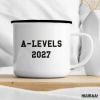 Emaille Tasse A-Levels 2027 Abschluss Großbritannien 300ml Vintage Emaille Becher