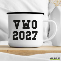 Emaille Tasse VWO 2027 Abschluss Niederlande 300ml Vintage Emaille Becher