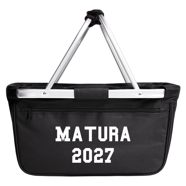 Einkaufskorb Matura 2027 Abschluss Österreich / Schweiz 20 Liter Tragekorb Black