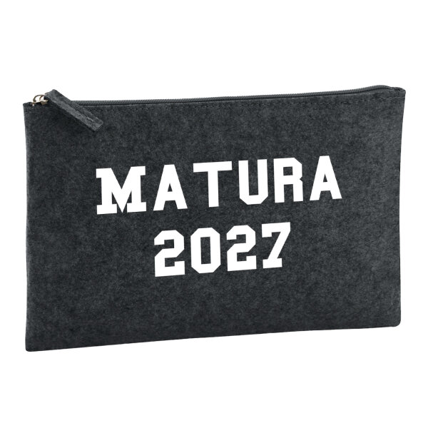 Kulturbeutel Matura 2027 Abschluss Österreich / Schweiz 1 Liter Filz Charcoal Kosmetiktasche
