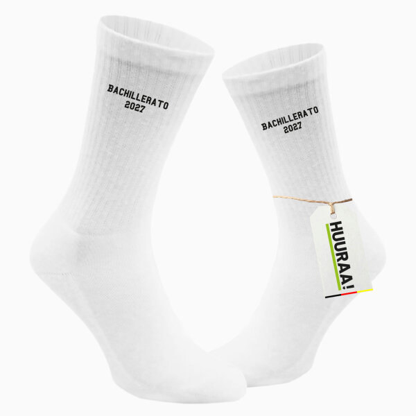 Socken Bachillerato 2027 Abschluss Spanien Größe 37/46 White Motiv Tennissocken