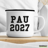 Emaille Tasse PAU 2027 Abschluss Spanien 300ml Vintage Emaille Becher