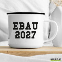 Emaille Tasse EBAU 2027 Abschluss Spanien 300ml Vintage Emaille Becher