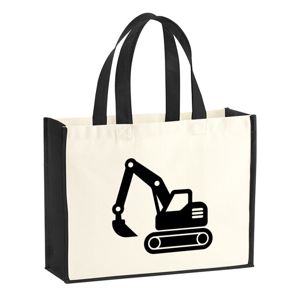 Jutetasche Bagger Baumaschine 21 Liter Black