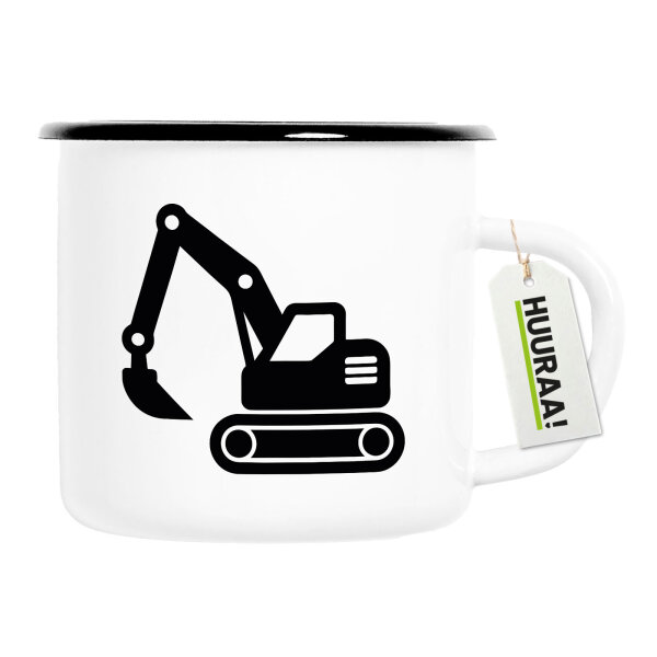 Emaille Tasse Bagger Baumaschine 300ml Vintage Emaille Becher