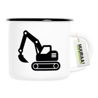 Emaille Tasse Bagger Baumaschine 300ml Vintage Emaille...