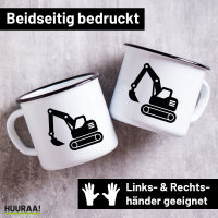 Emaille Tasse Bagger Baumaschine 300ml Vintage Emaille...