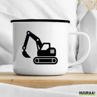 Emaille Tasse Bagger Baumaschine 300ml Vintage Emaille Becher