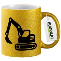 Glitzertasse Bagger Baumaschine 330ml