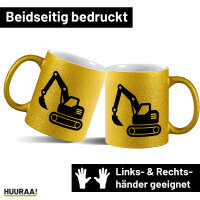 Glitzertasse Bagger Baumaschine 330ml