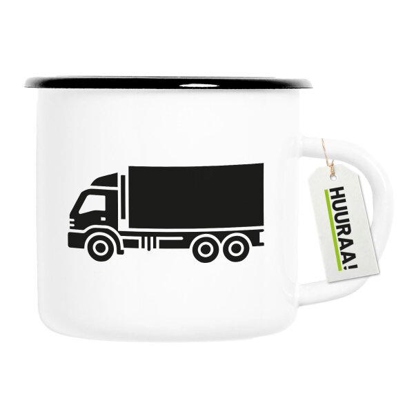 Emaille Tasse LKW Lastkraftwagen 300ml Vintage Emaille Becher