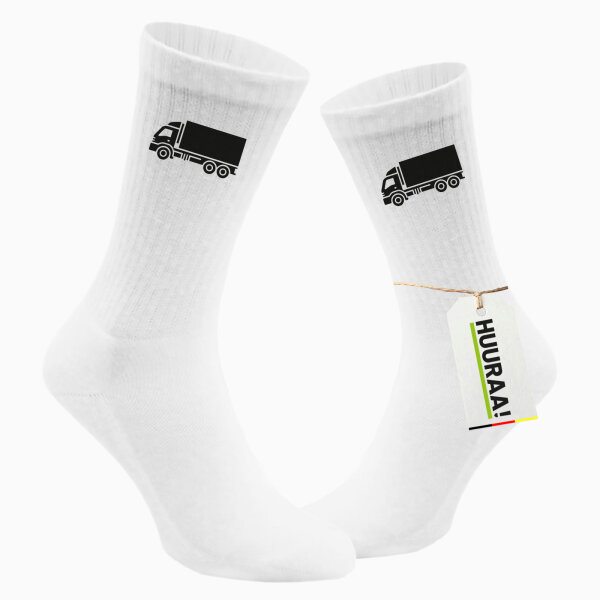 Socken LKW Lastkraftwagen Größe 37/46 White Motiv Tennissocken