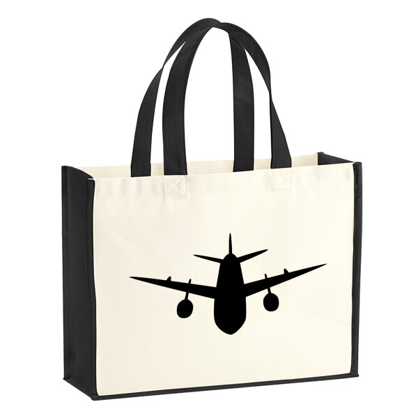 Jutetasche Flugzeug Flieger 21 Liter Black