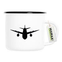 Emaille Tasse Flugzeug Flieger 300ml Vintage Emaille Becher