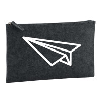Kulturbeutel Papierflieger Flieger 1 Liter Filz Charcoal Kosmetiktasche