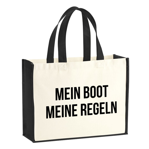 Jutetasche Mein Boot meine Regeln Segeln 21 Liter Black