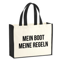 Jutetasche Mein Boot meine Regeln Segeln 21 Liter Black