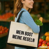 Jutetasche Mein Boot meine Regeln Segeln 21 Liter Black