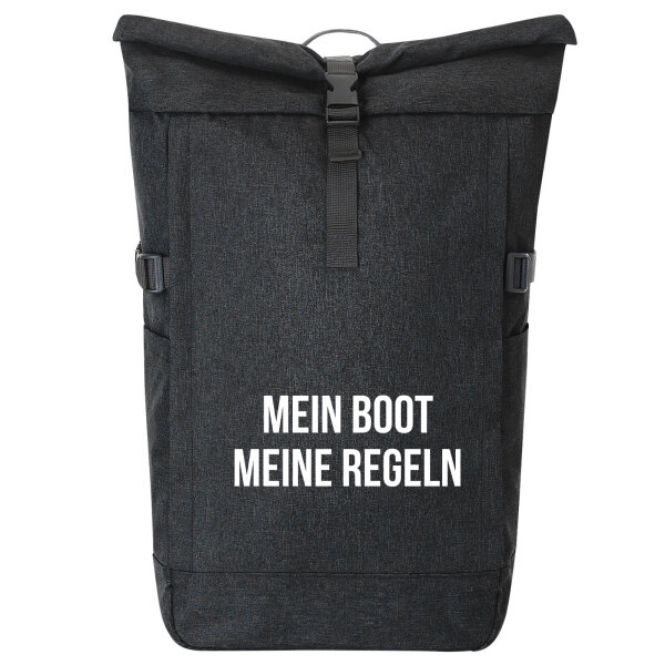 Kurierrucksack Mein Boot meine Regeln Segeln 30-44 Liter Black Melange