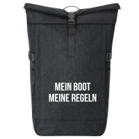 Kurierrucksack Mein Boot meine Regeln Segeln 30-44 Liter Black Melange