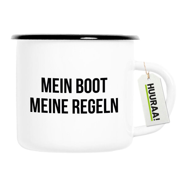 Emaille Tasse Mein Boot meine Regeln Segeln 300ml Vintage Emaille Becher
