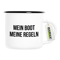 Emaille Tasse Mein Boot meine Regeln Segeln 300ml Vintage Emaille Becher