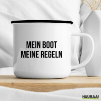 Emaille Tasse Mein Boot meine Regeln Segeln 300ml Vintage Emaille Becher