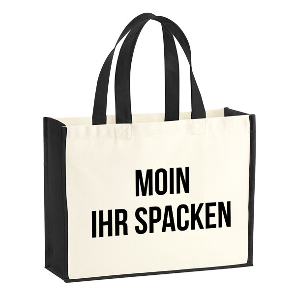 Jutetasche Moin ihr Spacken Spruch 21 Liter Black
