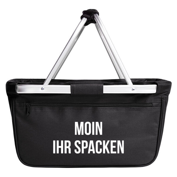 Einkaufskorb Moin ihr Spacken Spruch 20 Liter Tragekorb Black