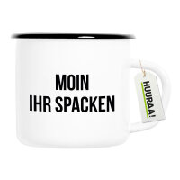 Emaille Tasse Moin ihr Spacken Spruch 300ml Vintage Emaille Becher