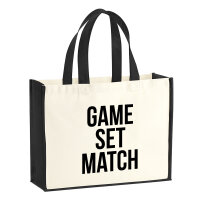 Jutetasche Game set match Tennis 21 Liter Black
