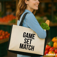 Jutetasche Game set match Tennis 21 Liter Black