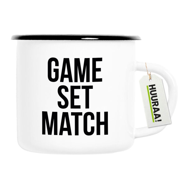 Emaille Tasse Game set match Tennis 300ml Vintage Emaille Becher