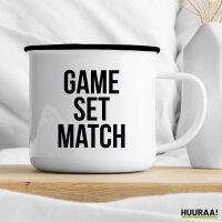 Emaille Tasse Game set match Tennis 300ml Vintage Emaille Becher