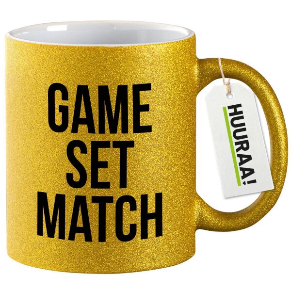 Glitzertasse Game set match Tennis 330ml