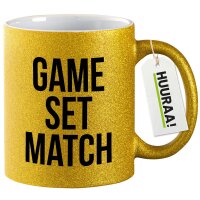 Glitzertasse Game set match Tennis 330ml