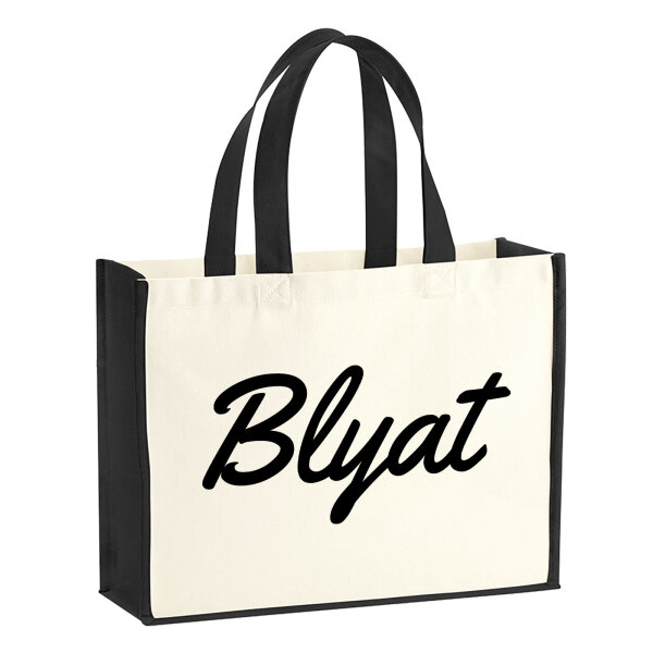 Jutetasche Blyat russisch Schriftzug 21 Liter Black