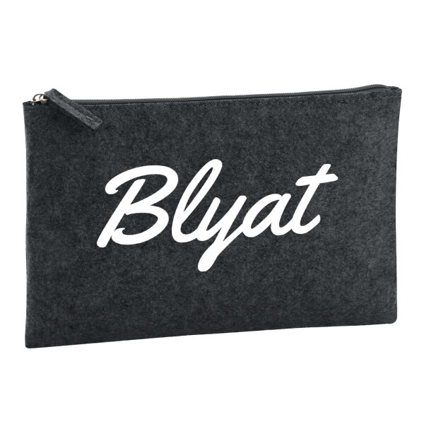 Kulturbeutel Blyat russisch Schriftzug 1 Liter Filz Charcoal Kosmetiktasche