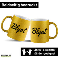 Glitzertasse Blyat russisch Schriftzug 330ml