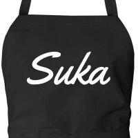 Schürze Suka russisch Schriftzug