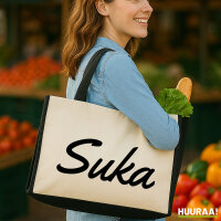 Jutetasche Suka russisch Schriftzug 21 Liter Black