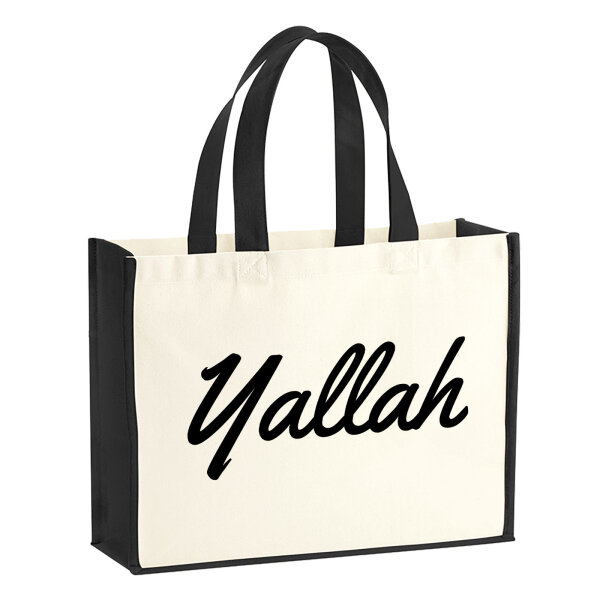 Jutetasche Yallah arabisch Schriftzug 21 Liter Black